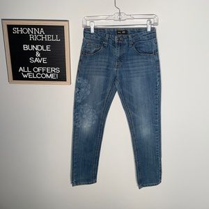 Custom Flower Bleached Lee Slim Fit Jeans Size 12 adjustable waist